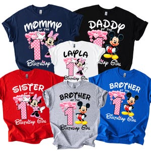 Camiseta de cumpleaños de Minnie Mouse: Conjunto familiar personalizado D430 imagen 2