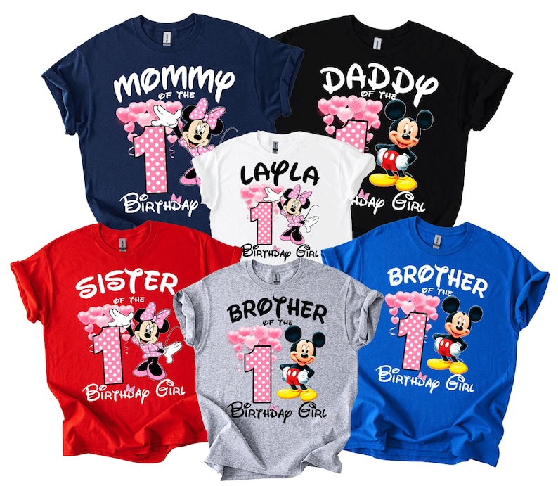 Camiseta de cumpleaños de Minnie Mouse: Conjunto familiar personalizado D430 imagen 2