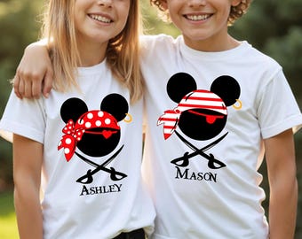 Camisetas de crucero familiar de los Piratas de Disney, conjunto a juego de Mickey y Minnie