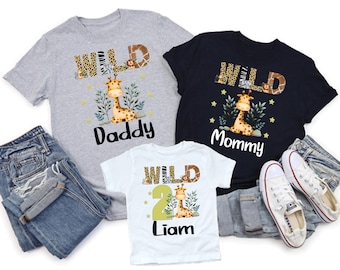 Giraffe Birthday Family Shirts: Wild Safari Matching Outfit