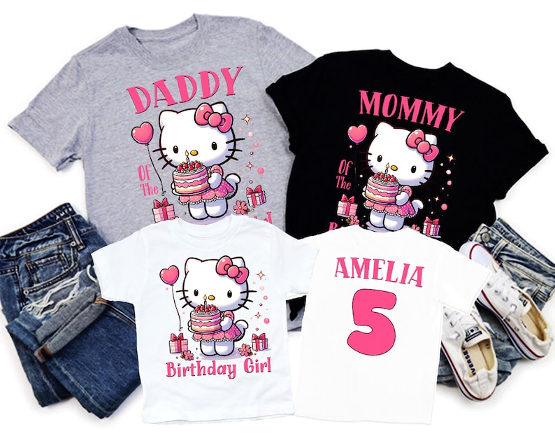 Personlig Hello Kitty födelsedagströja: Anpassad familjematchande outfit D440 bild 5