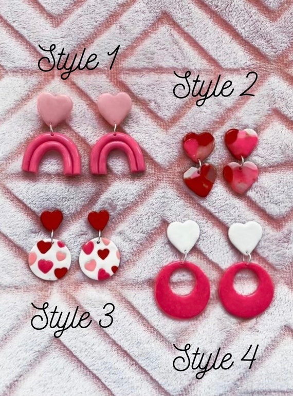 statement earrings clay earrings Valentine\u2019s Day gift for her gifts for her earrings Valentine\u2019s Day gifts polymer clay earrings