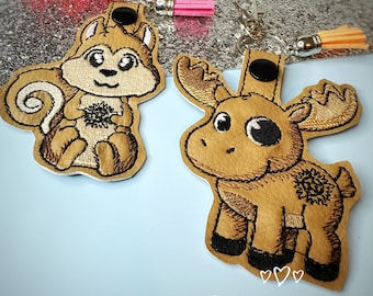 Supernatural Moose and Squirrel Inspired Leatherette Keyrings! Sam and Dean Winchester Keychains!