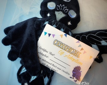 Moonlight Raven Plush ~ Adorable Black Raven Plush Bird ~ Handmade to Order ~ Complete with Adoption Certificate!