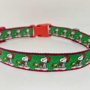 Snoopy Christmas - Extra Small / Small (20mm Width) - Handmade Dog Collar