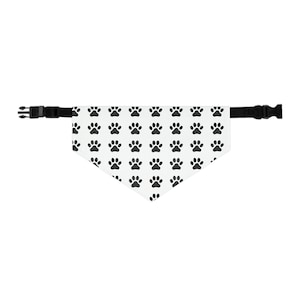 Collier bandana pour chien : empreintes de pattes sur blanc - Élégant et réglable, cadeau unique pour les amoureux des chiens, amusant et tendance, cadeau pour les parents d'animaux de compagnie