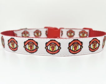 Manchester United Logo Dog Collar | Adjustable Handmade Dog Collar for Small Medium Large Dogs | Colourful Pet Collar