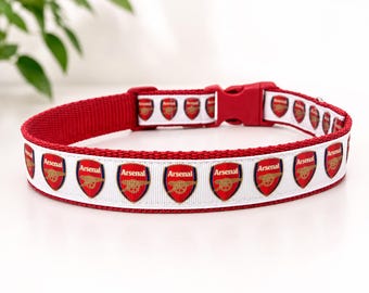 Arsenal (25mm Width) Dog Collar | Adjustable Handmade Dog Collar for Small Medium Large Dogs | Colourful Pet Collar