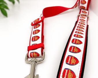 Arsenal Adjustable Dog Leash | Handmade Dog Lead | Soft Handle Pet Leash 95–140cm