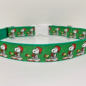 Snoopy Christmas - Small/Medium/Large (25mm Width) - Handmade Dog Collar