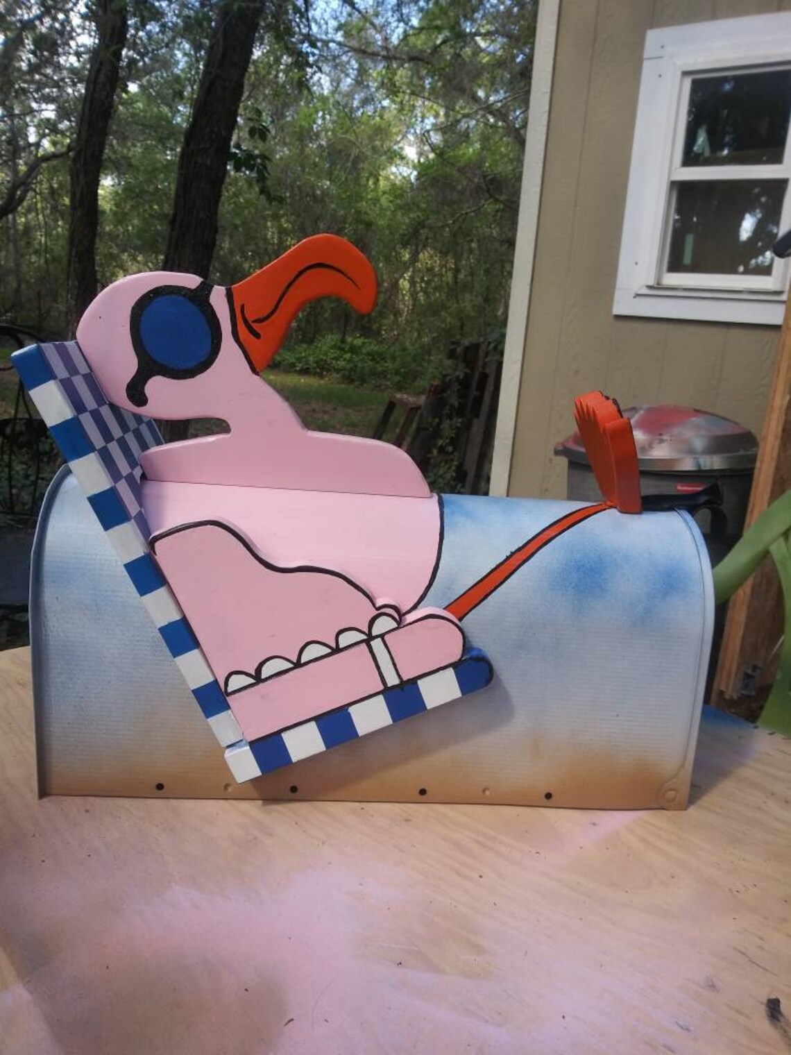 Sunning Flamingo Mailbox | Etsy