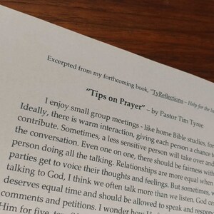 Tips on Prayer - author, Pastor Tim Tyree
