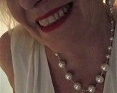 Pearl and crystal beaded necklace and earrings