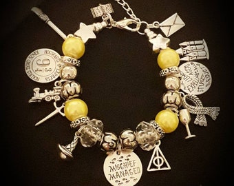 Harry Potter Inspired Adults Snake Chain 31 Charms Bracelet Mischief Managed Unique Fan Gift