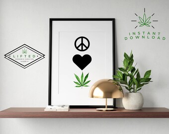 Cannabis Wall Decor, Marijauana Printable Wall Art, Weed Bathroom Wall Decor, Cannabis Bedroom Wall Decor, Marijuanna Home Decor, Weed Gifts