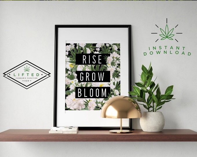 Floral Printable Wall Art Flower Power Cannabis Stoner Etsy