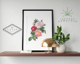 Stoner Wall Art, Botanical Fine Art, Floral Living Room Decor, Cultivator Gift, Stoner Gift for Her Printable Wall Art INSTANT DOWNLOAD