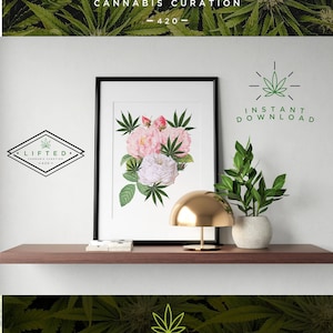 Marijuana Wall Art, Plant Lady Wall Art, Stoner Girl, Floral Home Decor, Plant Medicine, Printable Poster, White Floral Art INSTANT DOWNLOAD