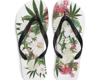 Flip Flops, Stoner Gift for Him, Cannabis Gift for Her, Marijuana Flower, Stoner Sandals, Fathers Day Gift, Cannabis Essentials, Weed Kicks
