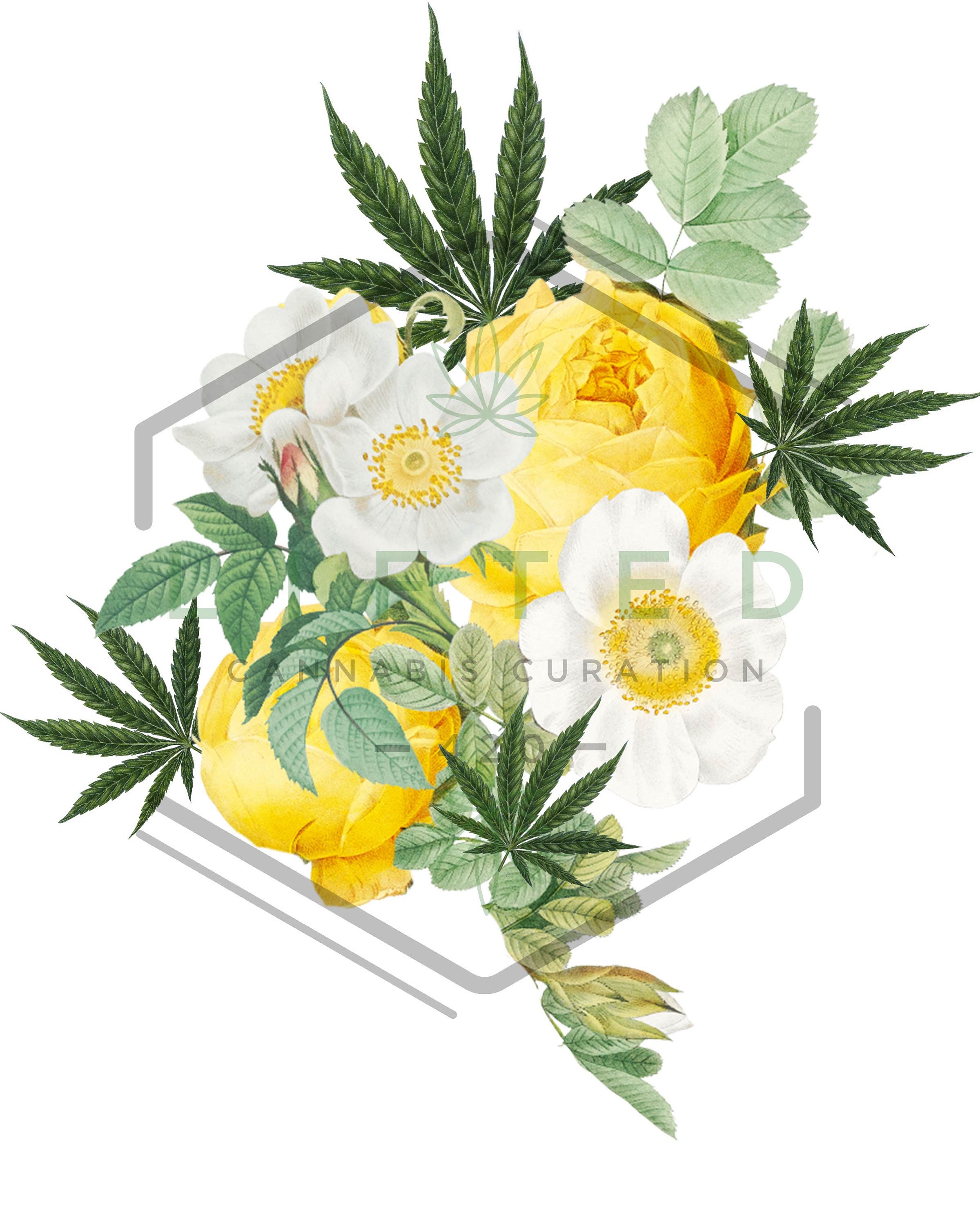 Yellow Floral Wall Art, Cannabis Wall Art, Weed Home Decor, Flower ...