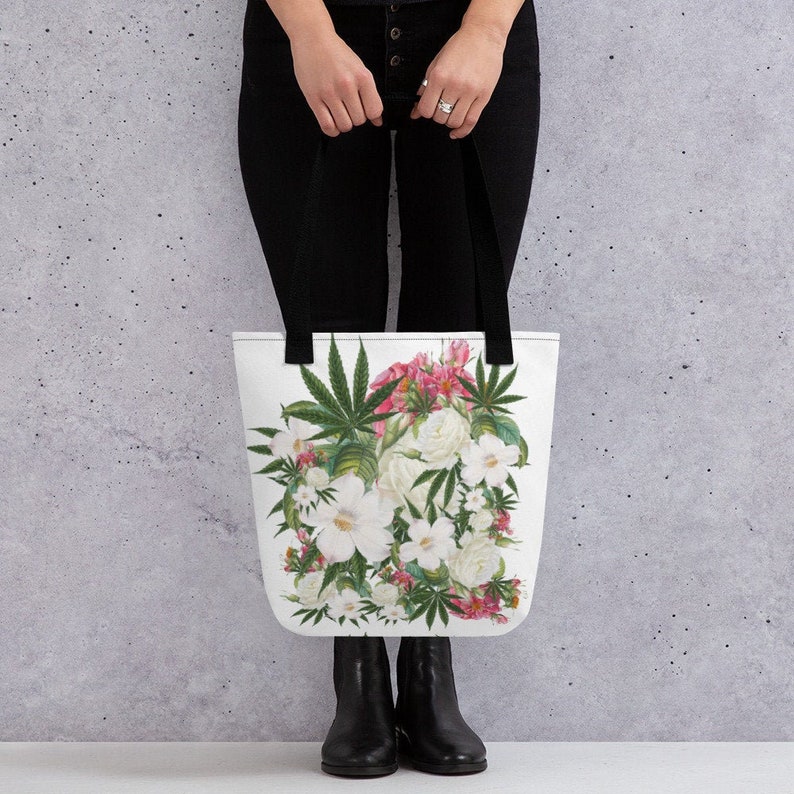 Tote Bag for Woman, Cannabis Tote Bags for Women, Marijuana Tote Bag, Stoner Gift for Mom, Stoner Essential Gift for Girlfriend image 1