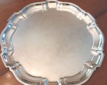 Vintage Silver Plate Serving Tray - 10 Inch Round Butler Tray