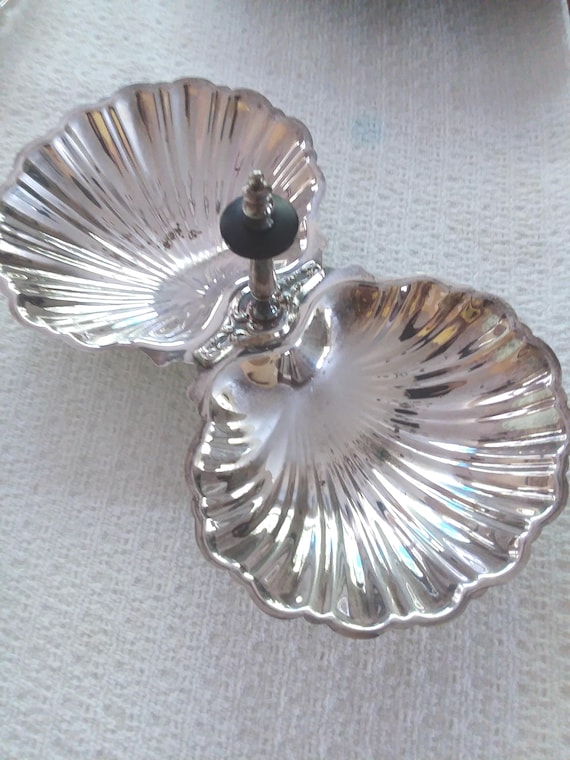 Vintage Silverplate Double Candy Nut Dish with Finial Handle
