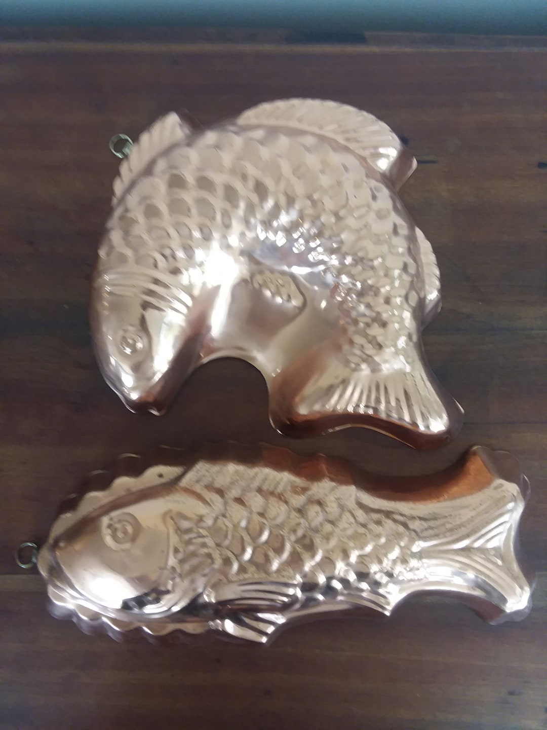 COPPER JELLO MOLDS Made in Tagus Portugal Two Vintage Fish Etsy