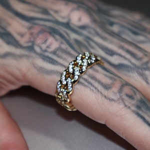 14k Gold Cuban Link Diamond Lab CZ Fashion Pinky Ring
