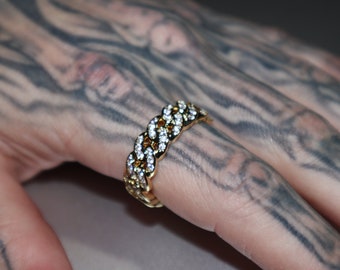 Mens 10K White Gold On Real Silver Genuine Lab Diamond Big Look Pinky Ring Band Mens 10K White Gold On Real Silver Genuine Lab Diamond Big Look Pinky Ring Band