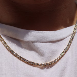 18k Yellow Gold Tennis Chain 3mm Diamond Necklace Bracelet