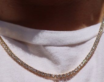 18k Yellow Gold Tennis Chain 3mm Diamond Necklace Bracelet