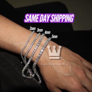 Moissanit VVS1 Tennisarmband 2 mm 3 mm 4 mm 5 mm 925 Sterlingsilver Godkänd Diamanttestare