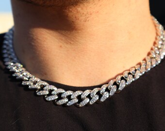 White Gold Miami Cuban Link Choker 16 