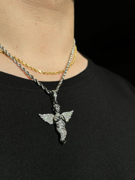 Praying Angel Jesus Pendant 14k White 
