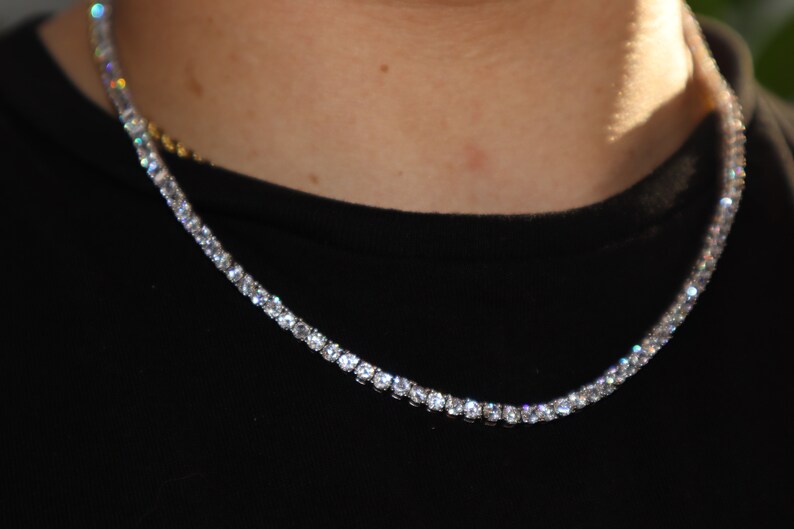 Tennis Chain 14k White Gold 3mm 18 20 inch Diamond Iced VVS Etsy