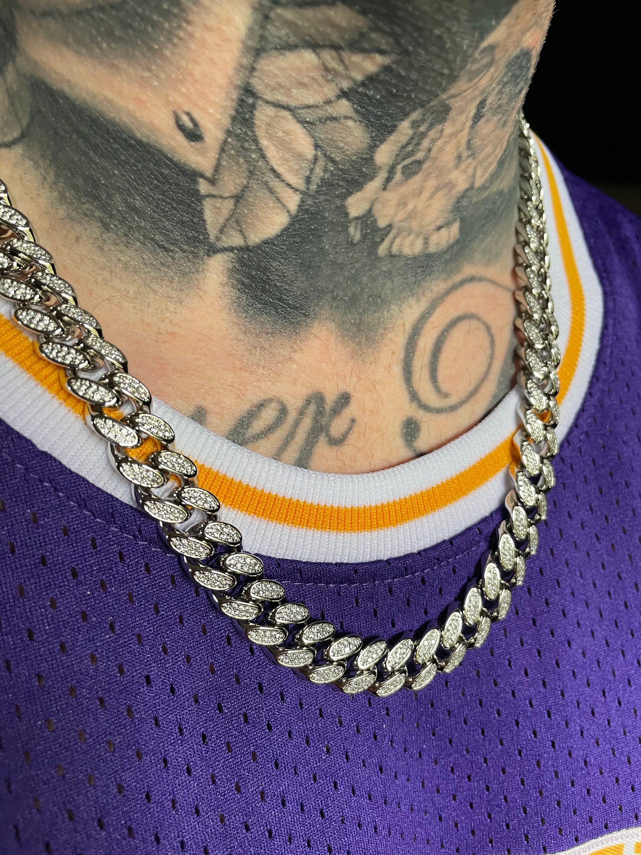 White Gold Miami Cuban Link Choker 16 