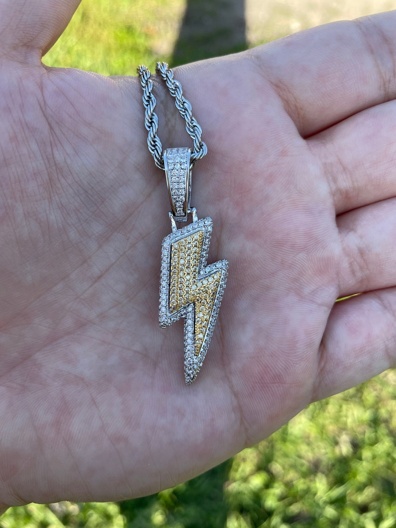 Lightning Bolt Pendant 14k White Gold 