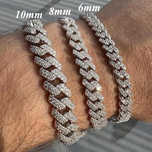 Moissanite VVS Cuban Link 6mm 8mm 10mm 925 Sterling Silver Passes Diamond Tester
