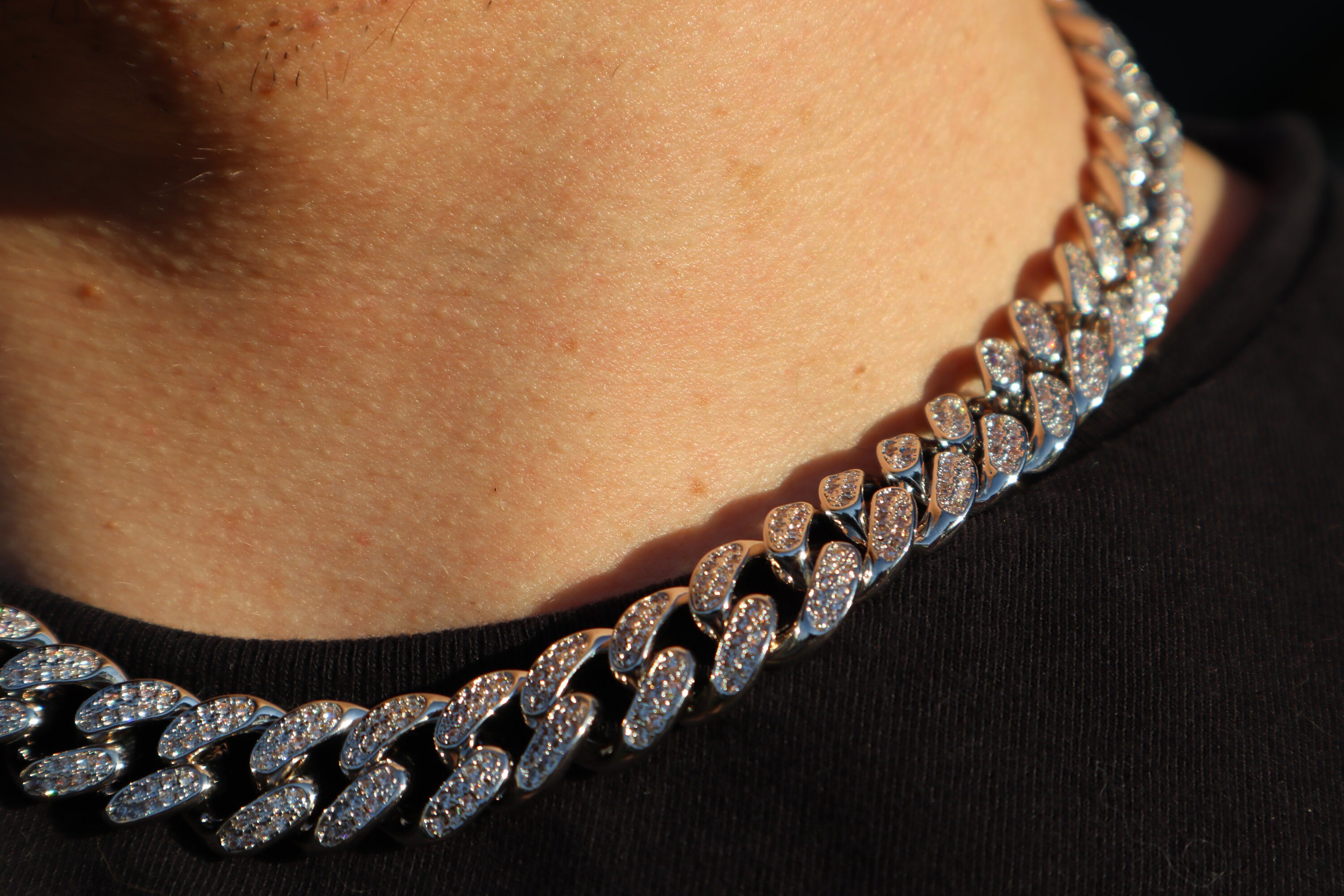 White Gold Miami Cuban Link Choker 16 