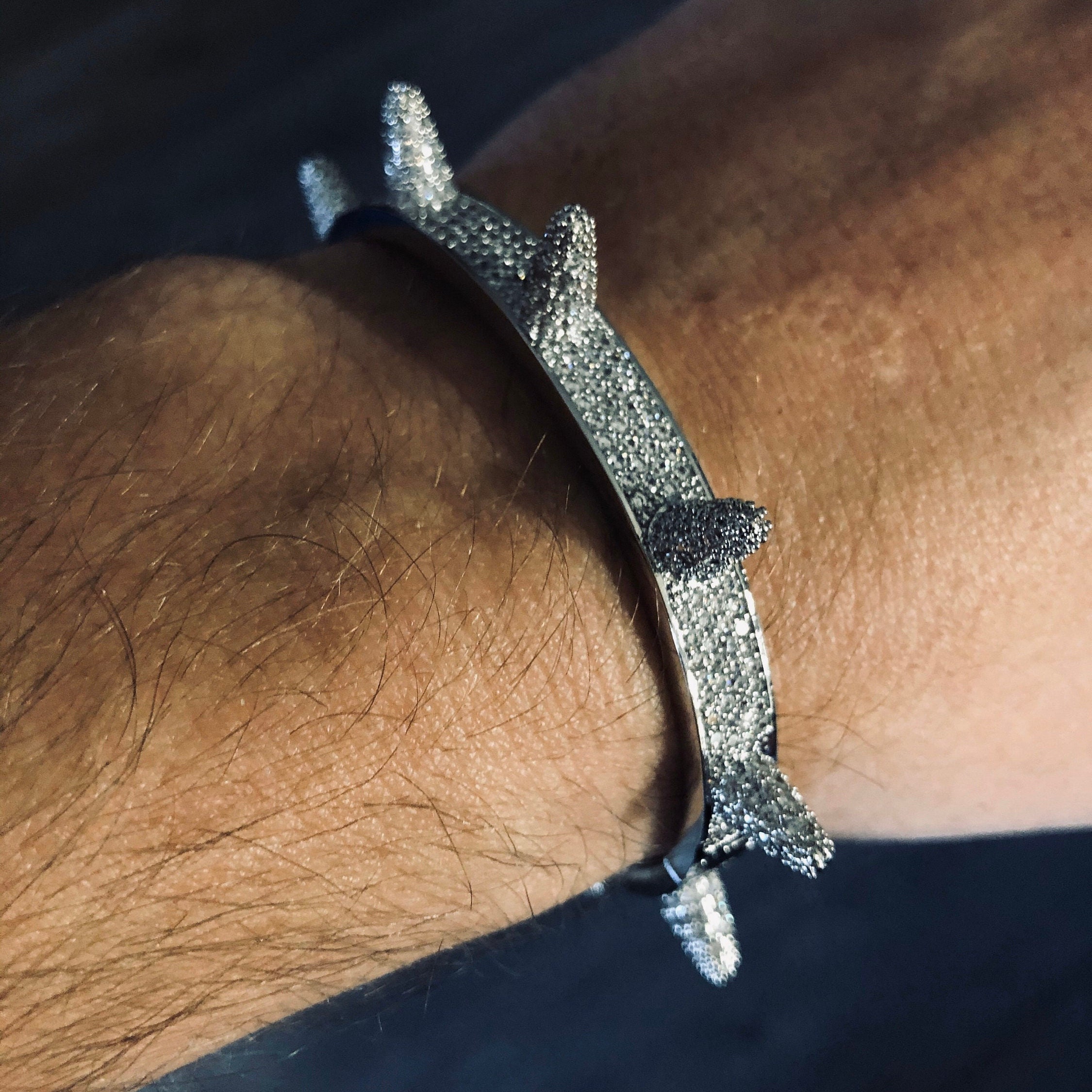 Spike Bangle Bracelet Diamond CZ Iced 14k Gold Silver Rose Spike Bangle Bracelet Diamond CZ Iced 14k Gold Silver Rose