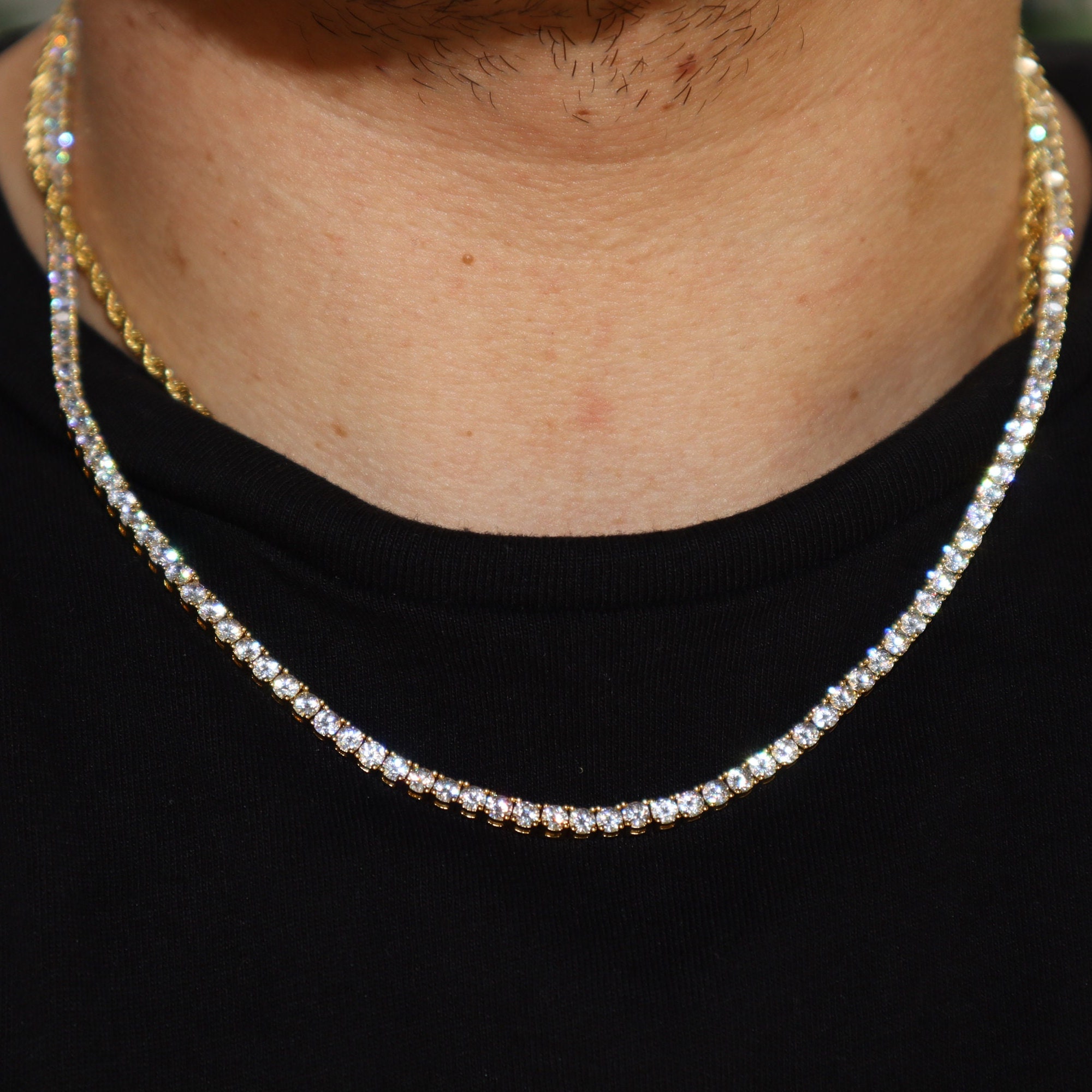 White Gold Tennis Diamond CZ Chain 