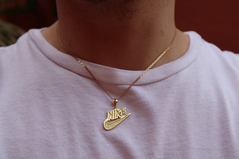 Gold Nike Swoosh Retro Pendant Charm 925 Sterling Silver 14k Etsy