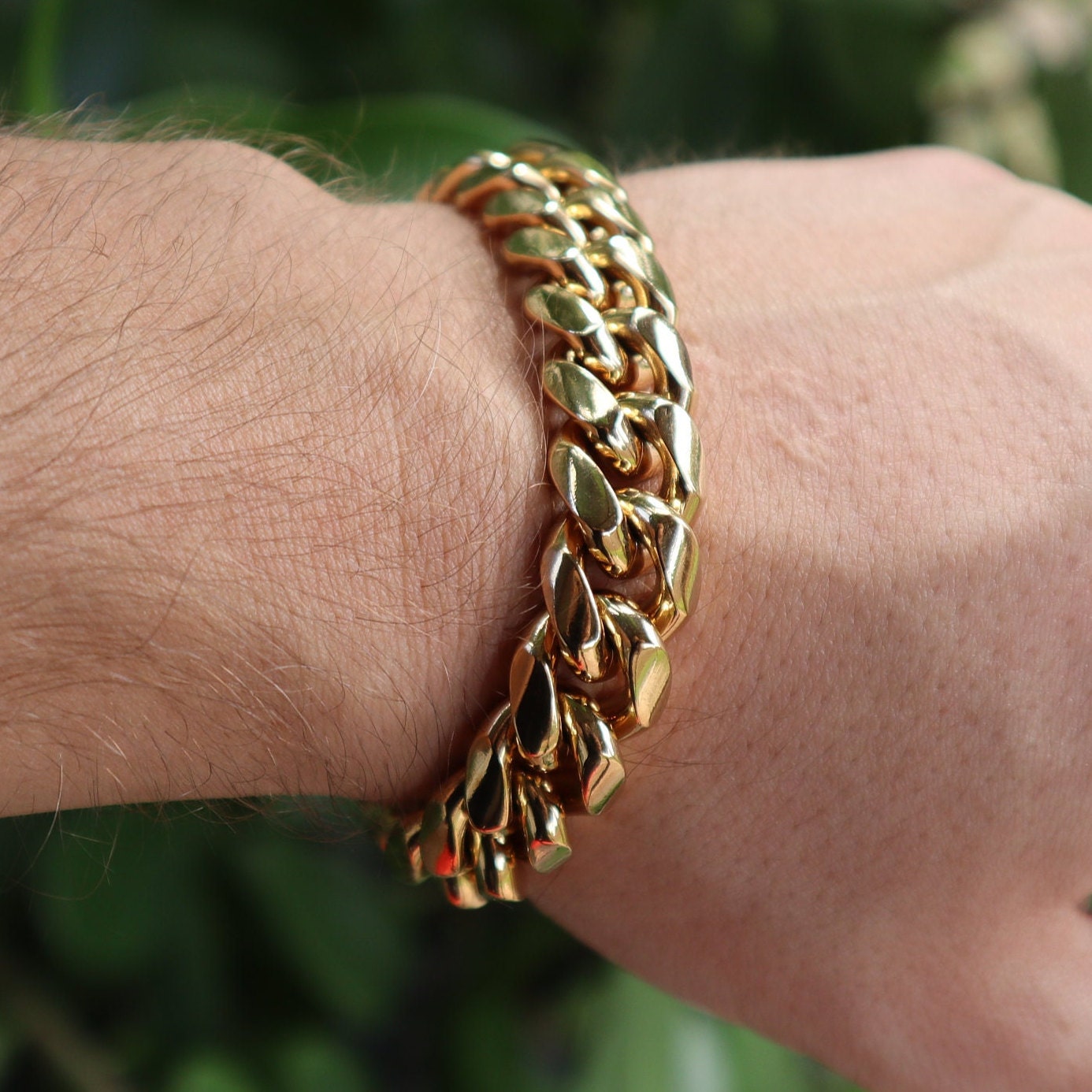 Miami Cuban Link Bracelet 14k Gold Silver 14mm Heavy Solid Miami Cuban Link Bracelet 14k Gold Silver 14mm Heavy Solid