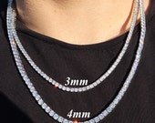 Tennis Chain VVS 14k White Gold 3mm 4mm 16 18 20 22 Inch Diamond