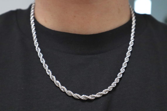 5mm Rope Chain Necklace Silver 