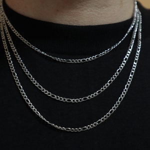 Figaro Kette Halskette Silber Weiß Gold 3 mm 18 20 22 Zoll