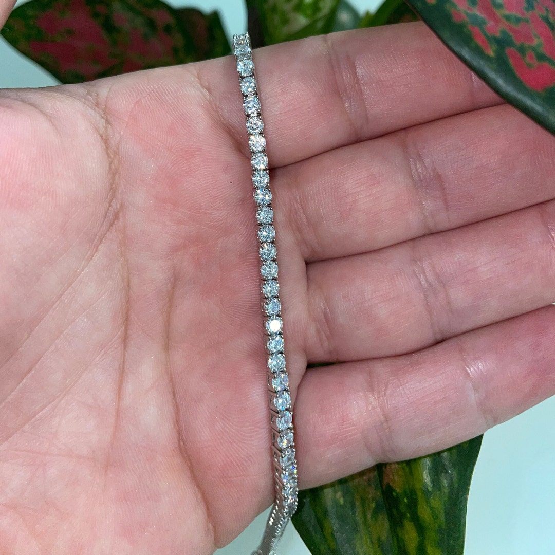 Tennis Bracelet VVS Sterling Silver 3mm 4mm 16 18 20 Inch Diamond Iced