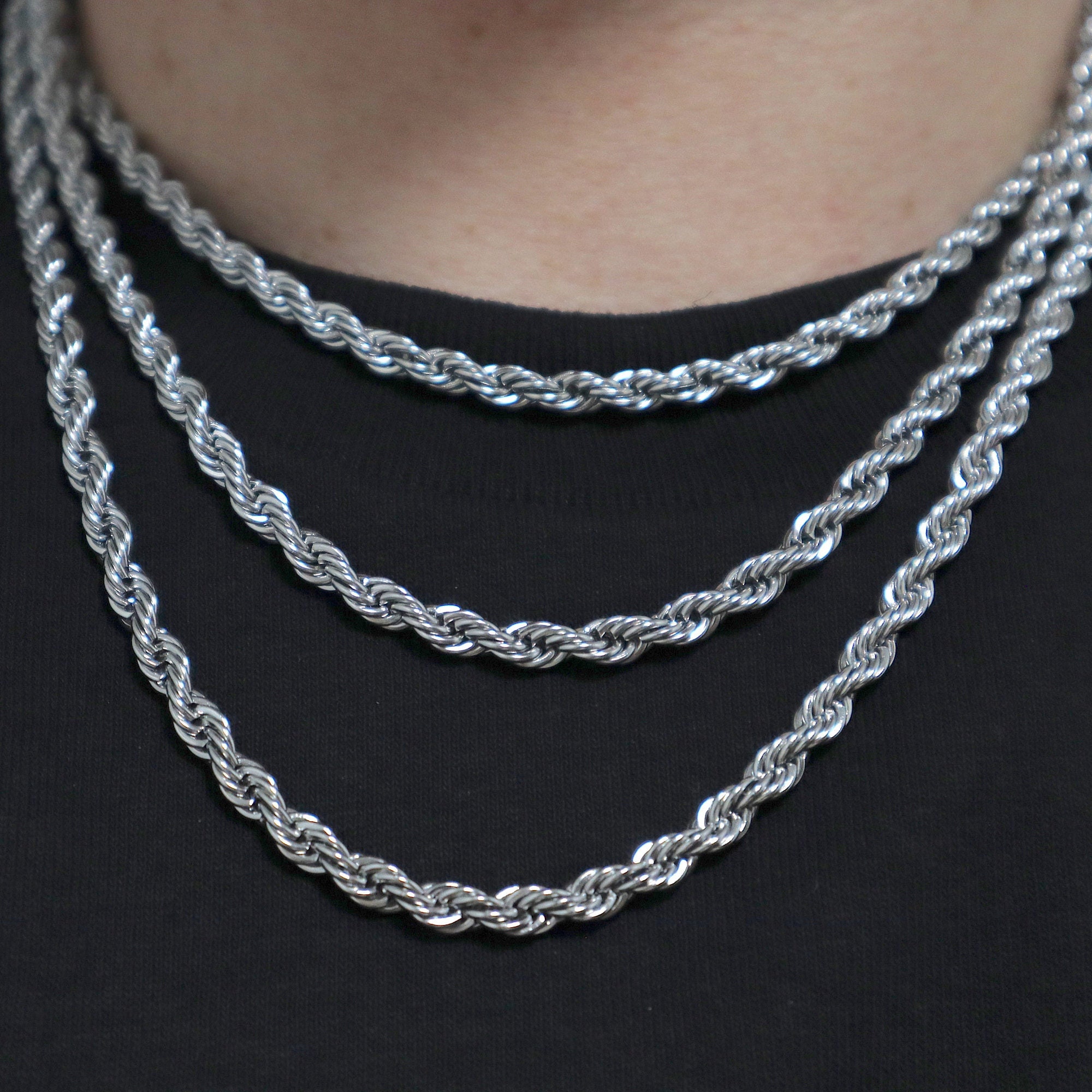 5mm Rope Chain Necklace Silver Stainless Steel 18 20 22 Inch -  Canada