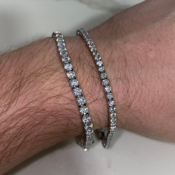 Moissanite VVS Tennis bracelet 3mm 4mm 925 Sterling Silver Passes Diamond Tester